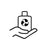 Icon of a hand holding a bottle with a recycling symbol on a white background