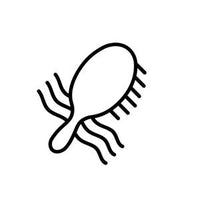 Black line drawing of a hairbrush on a white background
