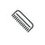 Black line drawing of a comb on a white background