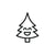 Happy cartoon Christmas tree with a smile on a white background