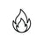 Black flame icon on a white background