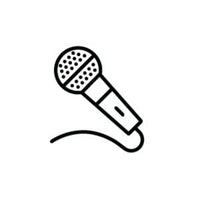 Black line drawing of a microphone on a white background