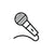 Black line drawing of a microphone on a white background