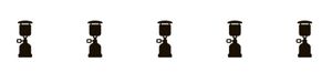 Black hourglass symbols on a white background